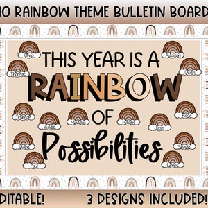 Neutral Boho Modern Rainbow of Possibilities Bulletin Board/ Door Kit- Boho Rainbow Bulletin Board Kit Back to School