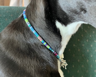 Greyhound Tag/House Collar- Blue Hippie Rope: Size Small and Large