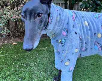 Fluffy Snuggly Greyhound Onesie, Outer Space, Size Small, Medium and Large