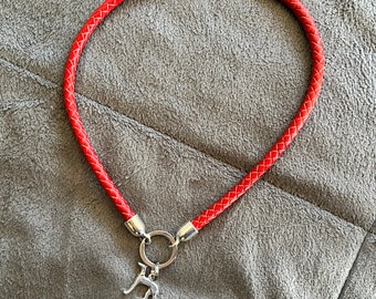 Greyhound Tag/House Collar- Red Leather: Size Small and Large