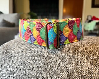 Greyhound Martingale Collar 1 1/2" Rainbow Scales