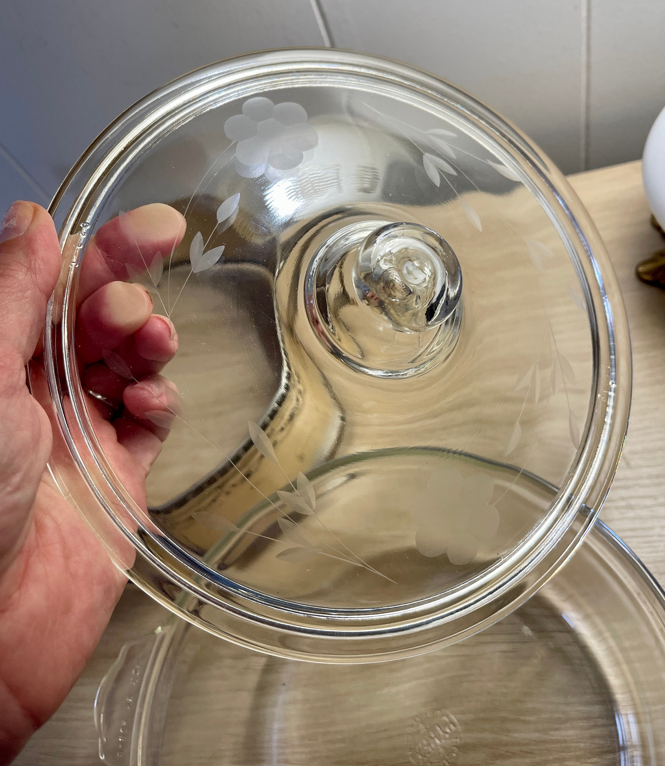 Vintage 1930s Pyrex Art Deco Etched Glass Casserole Dish 023 W/ Lid and ...