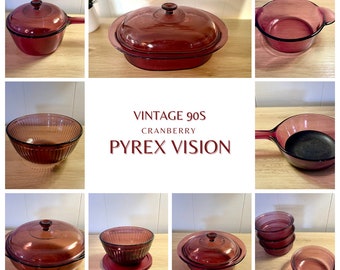Vintage PYREX Cranberry Visions Cookware Nest Pots Pans Casserole