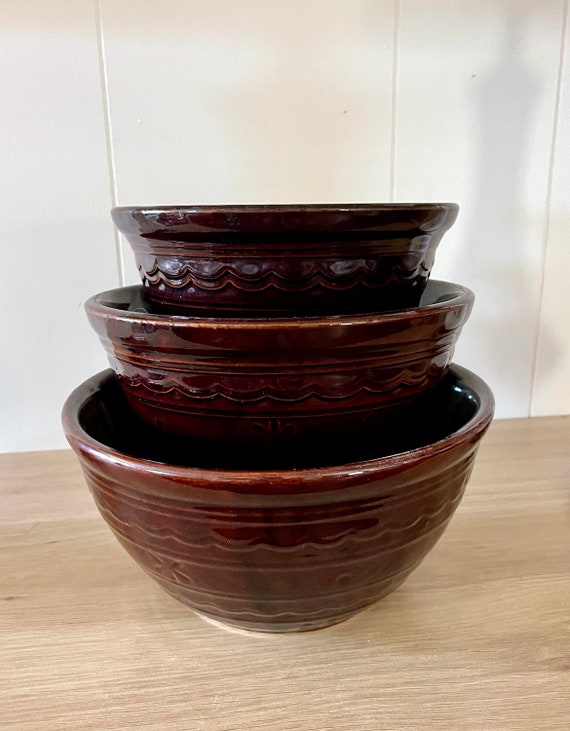 Farmhouse Pottery Farmhouse Ceramic Mixing Bowls, Nested Prep