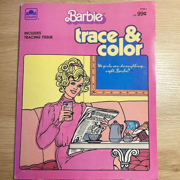 Vintage 1985 Barbie Trace & Color Book by Golden RARE Coloring book with tracing tissue