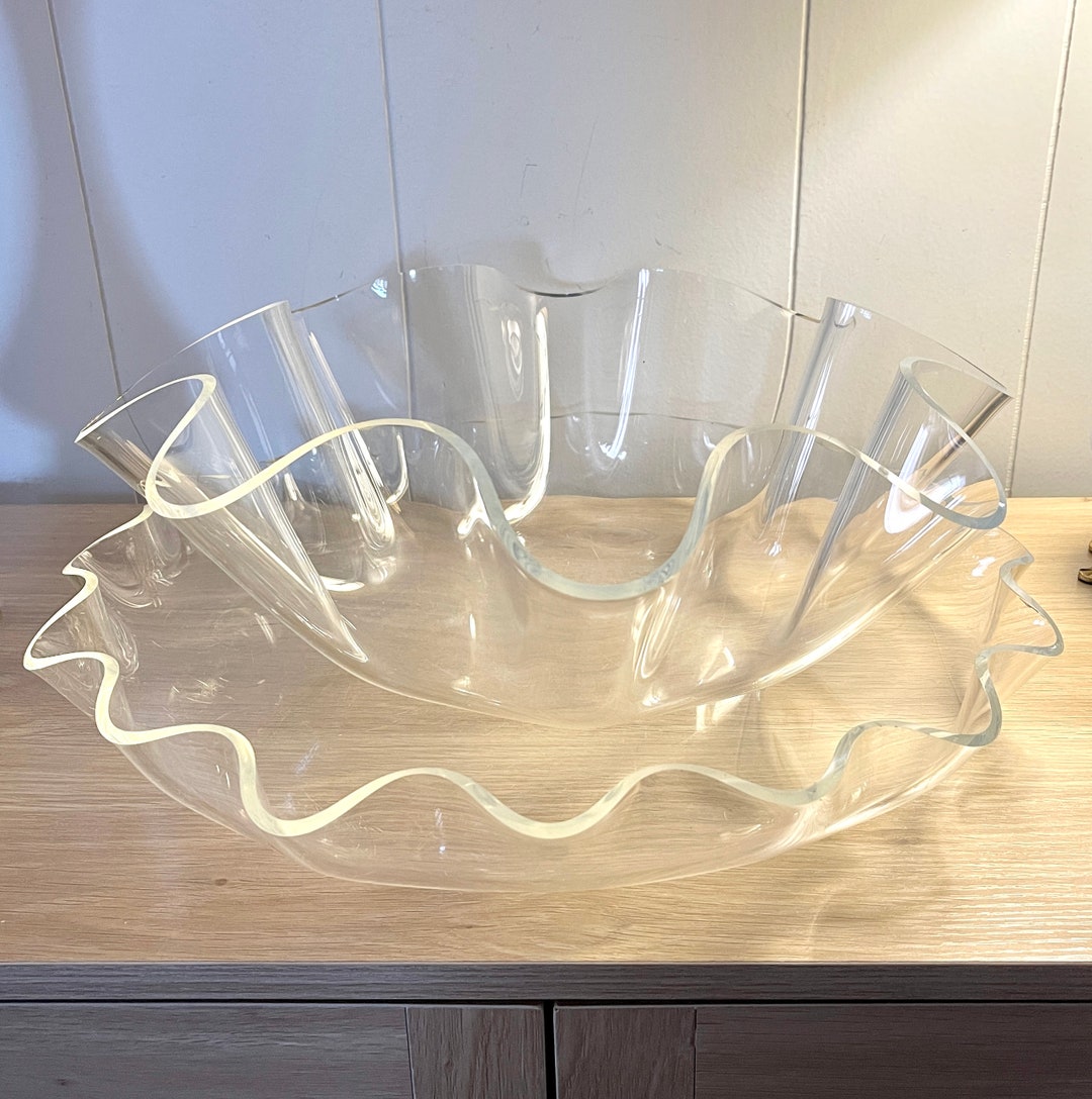 Plastic Ruffle Tray RARE 60s Vintage Lucite Large Ruffle Draped Bowl and Platter Tray Sold ...