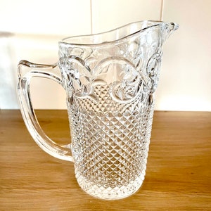 Vintage Early American Pressed Pattern Glass Pitcher