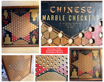 Vintage 1939 Whitman Publishing Co. Chinese Marble Checkers Board Made in USA Board Only