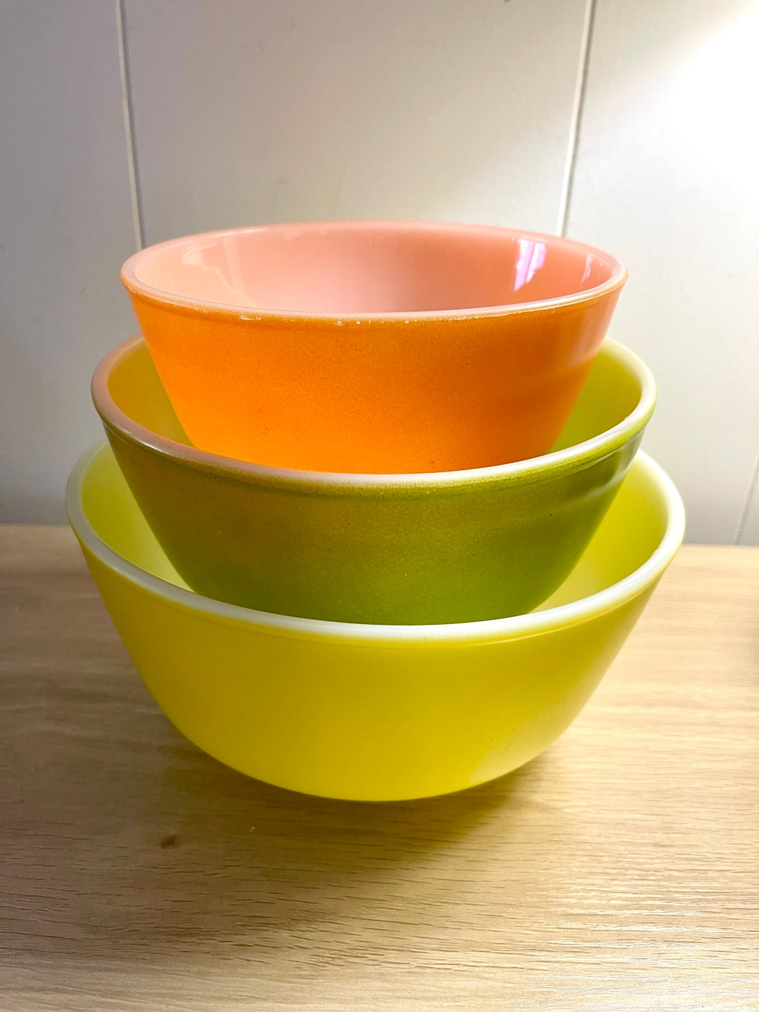 Vintage 70s Fire King Retro Colors Nesting Mixing Bowls Mid Century ...
