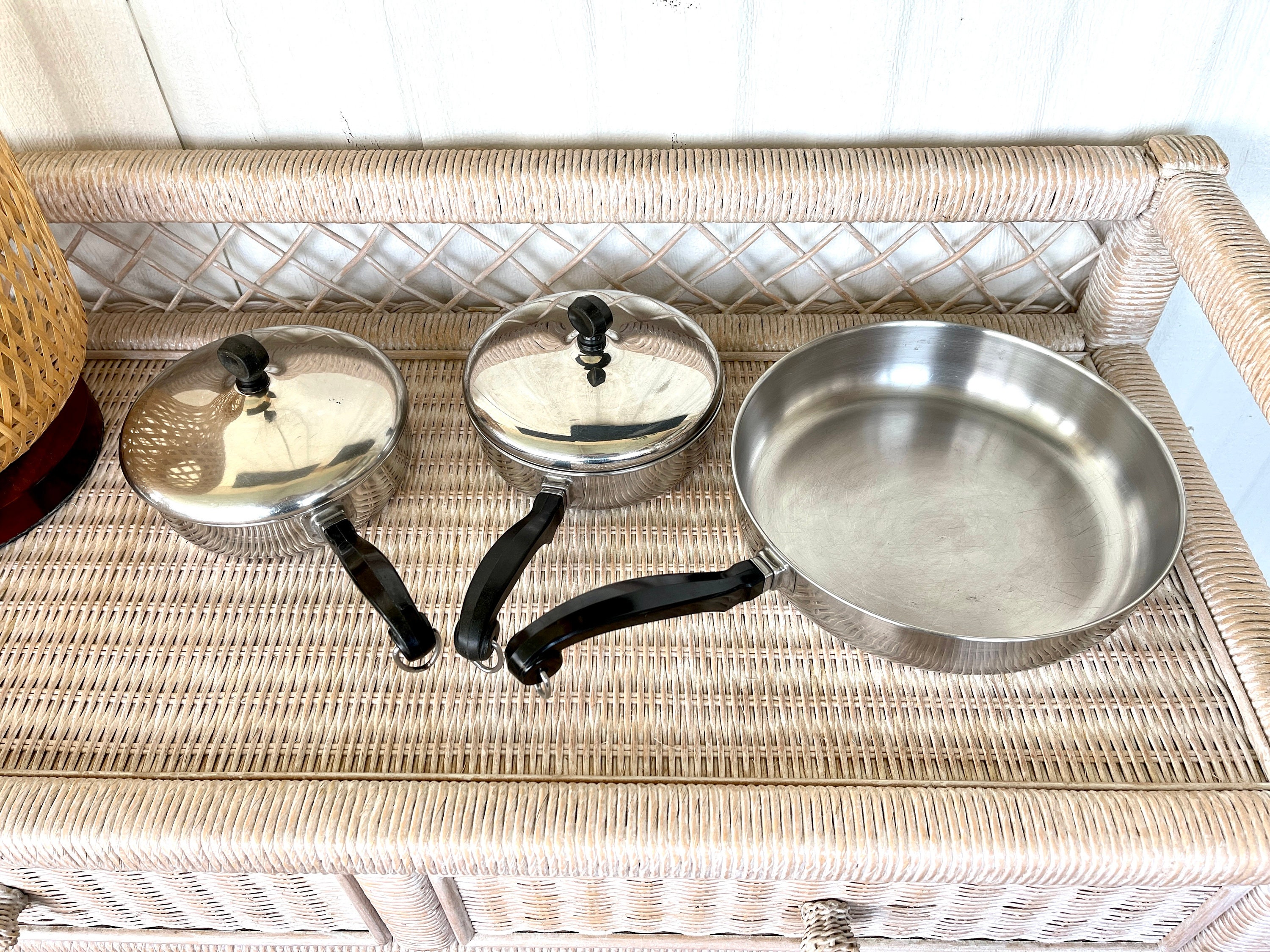 Vintage 1960s Atomic Starburst Wear-ever Mid Century Modern Pots and Pans  Stainless Inner Clad Aluminum Lid Replacements 
