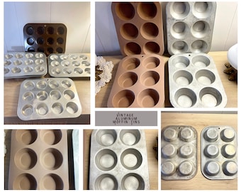 Assorted Vintage Regular & Mini muffin cupcake Baking Pans / Tins SOLD INDIVIDUALLY  Retro kitchen Ware MCM Cottage