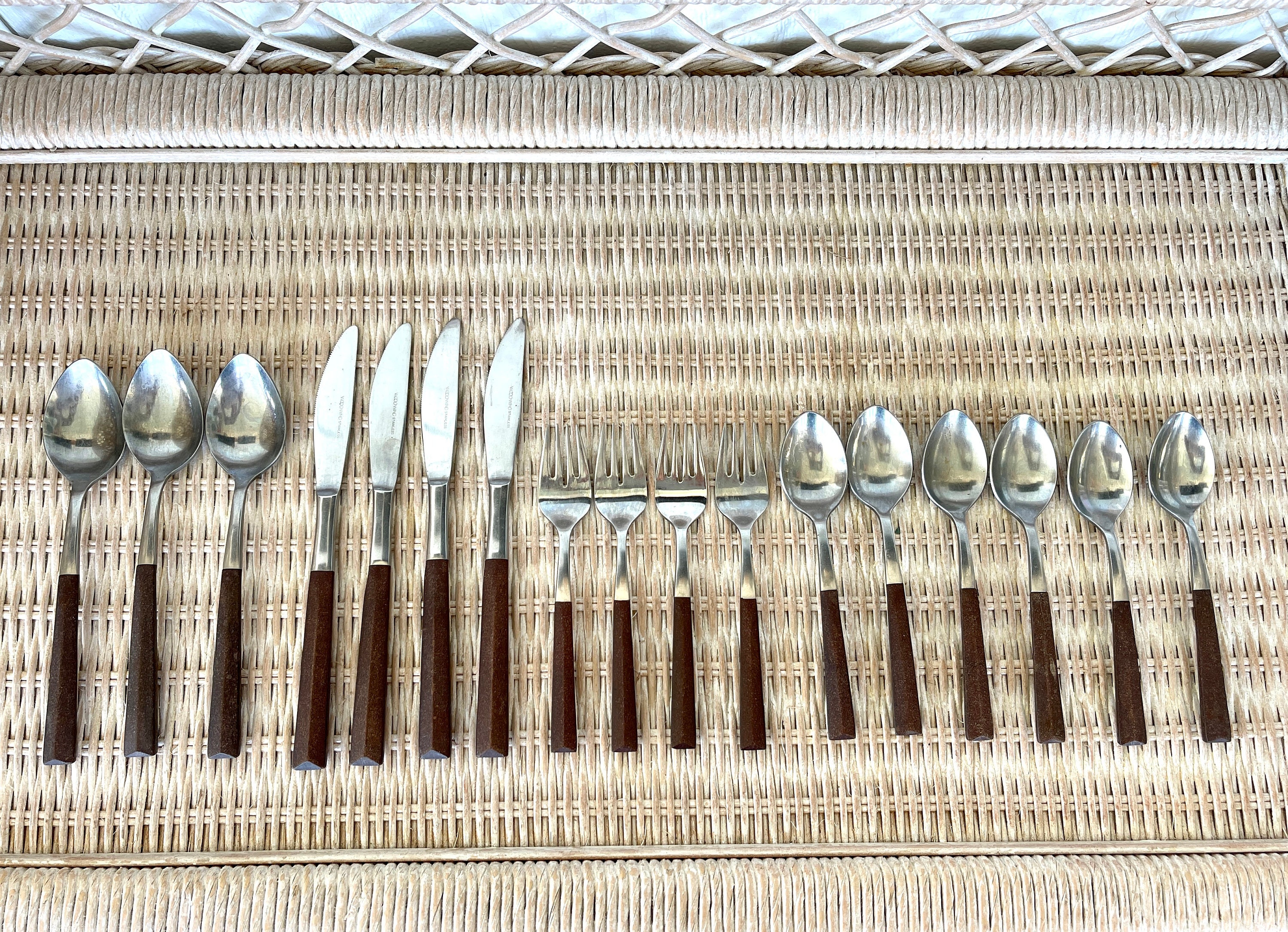 Vintage Camping Travel Cutlery w/ Sleeve Stainless Steel JAPAN Silverware  Set