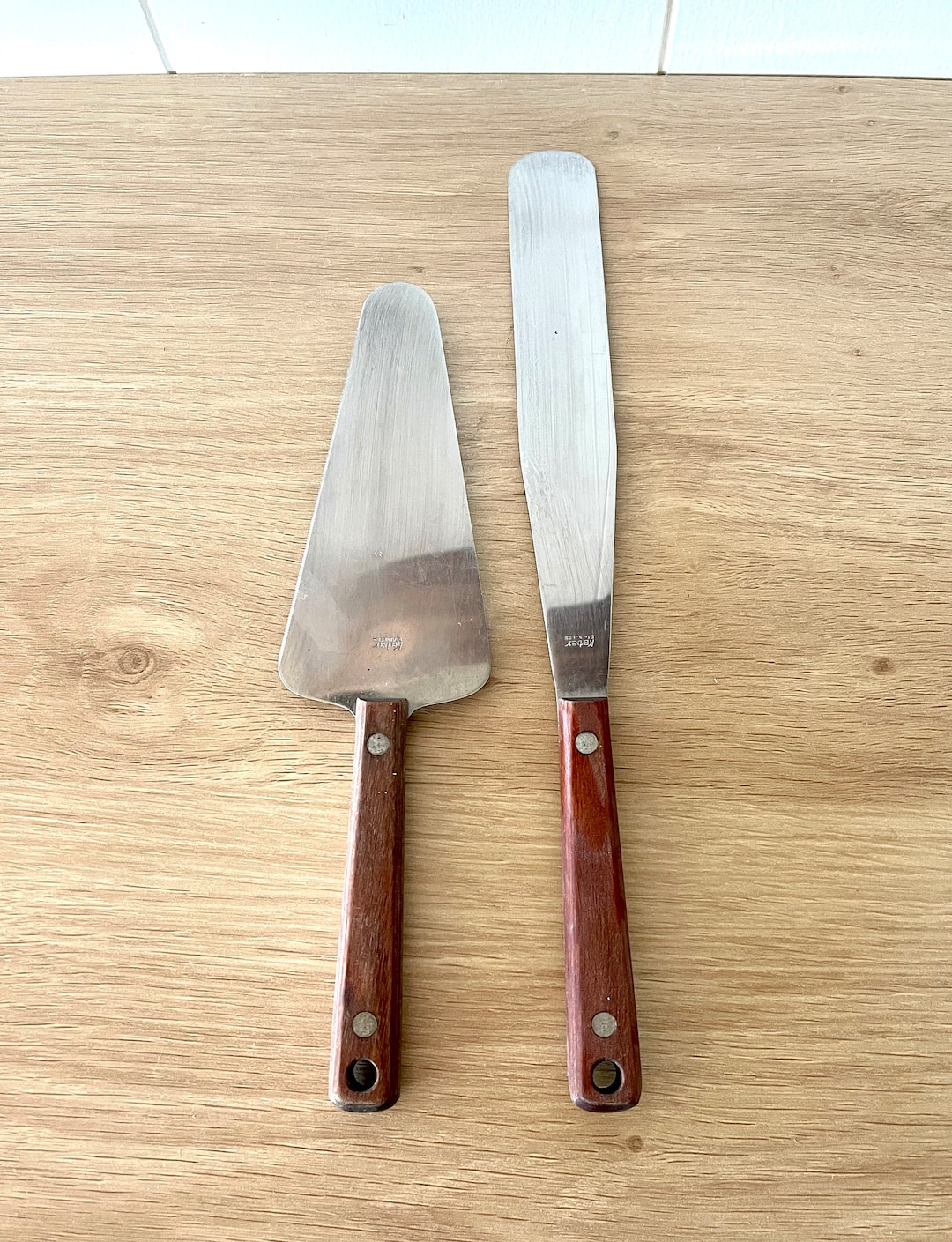 Vintage Mid Century Kabar Stainless Cake Pie Knife Server Set Etsy