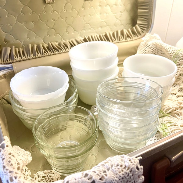 Vintage Glass Pyrex Fire King Hazel Atlas Federal Custard Ramekin Bowls Assortment Sold Individually Retro Kitchen Prep 50s MCM