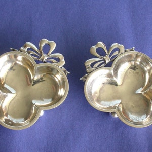 2 x Victorian Sterling Silver Clover-Shaped Salts, Birmingham 1893