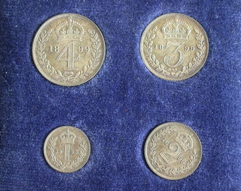 1899 Queen Victoria Maundy Money Set in a Contemporary Case