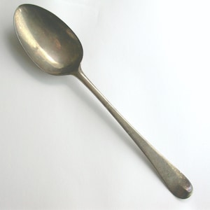 Large Antique English Sterling Silver Serving or Table Spoon in Hanoverian Pattern – London, 1781