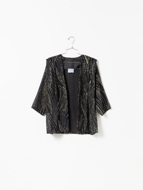Vintage Sheer Grey Swirl Print Blouse