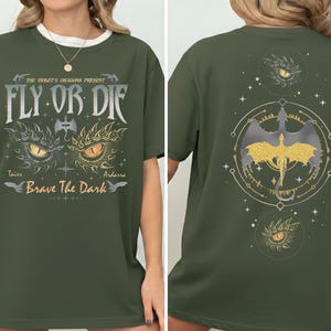 Fly Or Die Shirt, Onyx Storm Tshirt, Brave The Dark Tee, Dragon Rider Shirt, Dragon Books Lover, Gift for Readers, Violet Sorrengail Tee.