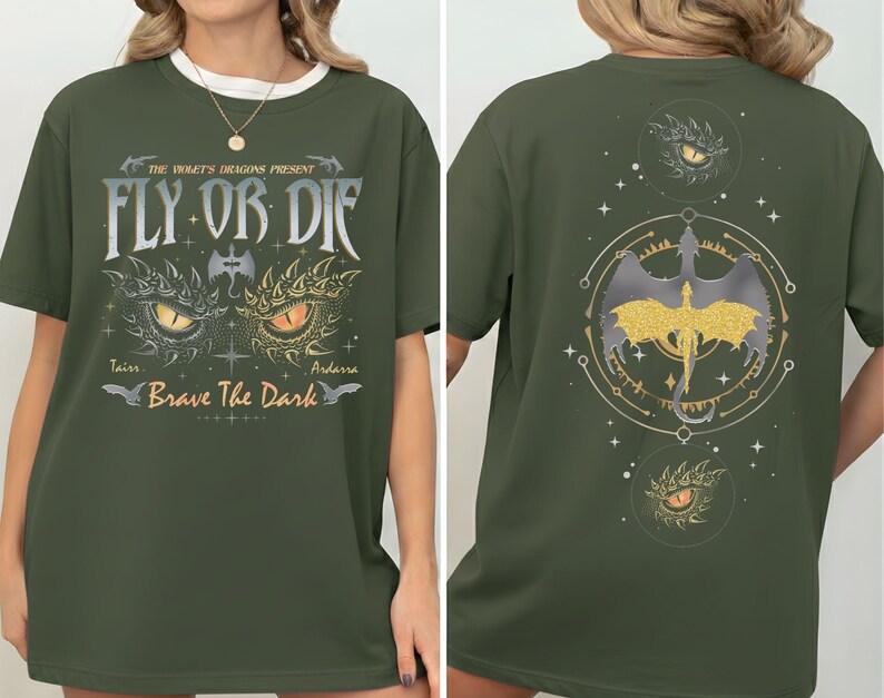 Fly Or Die Shirt, Onyx Storm Tshirt, Brave The Dark Tee, Dragon Rider Shirt, Dragon Books Lover, Gift for Readers, Violet Sorrengail Tee.