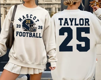 Custom Football Team Name And Number Sweatshirt, Personalized Football Sweater, Custom Football Mascot Hoodie, Custom School Team Sweatshirt