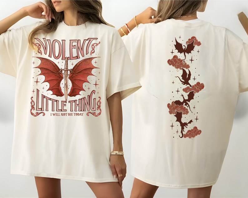 Violent Little Thing Shirt, Dragon Rider Bookish Shirt, Violet Sorrengail, Fourth Wing Fan TShirt, Xaden Riorson Fan Gift, Iron Flame Merch. image 15
