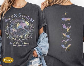 Onyx Storm Brave The Dark Comfot Colors Shirt, I Will Save Him Tshirt, Fourth Wing Series Bookish Tee, Violet Sorrengail Fantasy Gift.