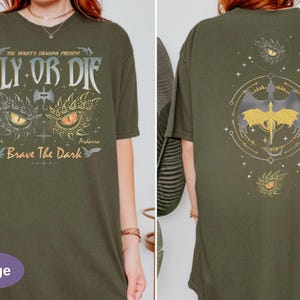Fly Or Die Shirt, Onyx Storm Tshirt, Brave The Dark Tee, Dragon Rider Shirt, Dragon Books Lover, Gift for Readers, Violet Sorrengail Tee.
