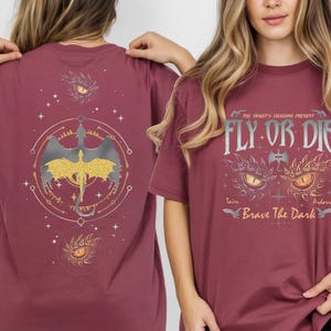 Fly Or Die Shirt, Onyx Storm Tshirt, Brave The Dark Tee, Dragon Rider Shirt, Dragon Books Lover, Gift for Readers, Violet Sorrengail Tee.