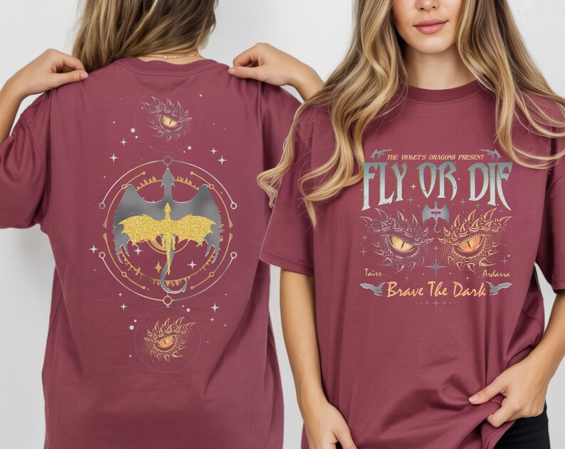 Fly Or Die Shirt, Onyx Storm Tshirt, Brave The Dark Tee, Dragon Rider Shirt, Dragon Books Lover, Gift for Readers, Violet Sorrengail Tee.