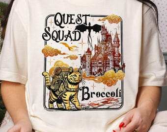 Quest Squad Broccoli Comfort Colors Shirt, Onyx Storm TShirt, Broccoli Cat Tee, Ridoc Romantasy Fan, Fourth Wing Merch,  Dragon Rider Shirt.