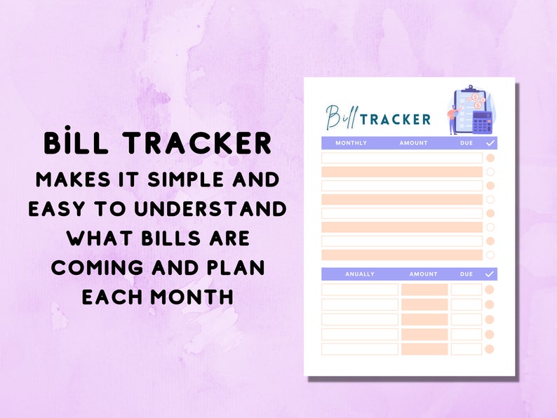 Printable Bill Tracker, Minimalist Bill Tracker, Finance Template ...
