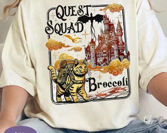 Quest Squad Broccoli Comfort Colors Shirt, Onyx Storm TShirt, Broccoli Cat Tee, Ridoc Romantasy Fan, Fourth Wing Merch,  Dragon Rider Shirt.