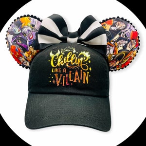 Chillin’ Like a Villain Custom Mouse Ears Hat, Custom Villain Mickey Ears Hat,