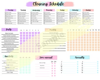 Editable Cleaning Planner, Cleaning Checklist, Cleaning Schedule, Weekly House Chores, Adhd Clean Home, Monthly, Household Planner Printable