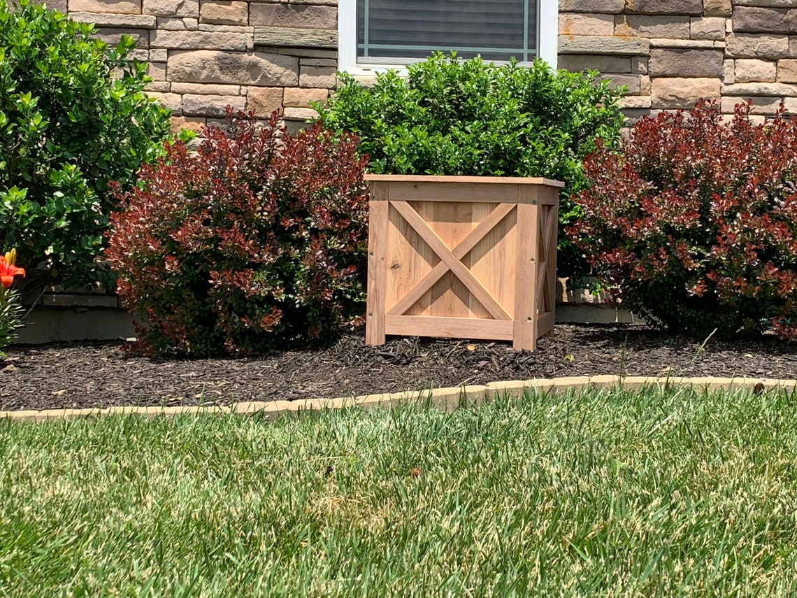 Wood Planter Box With Drainage Holes Etsy