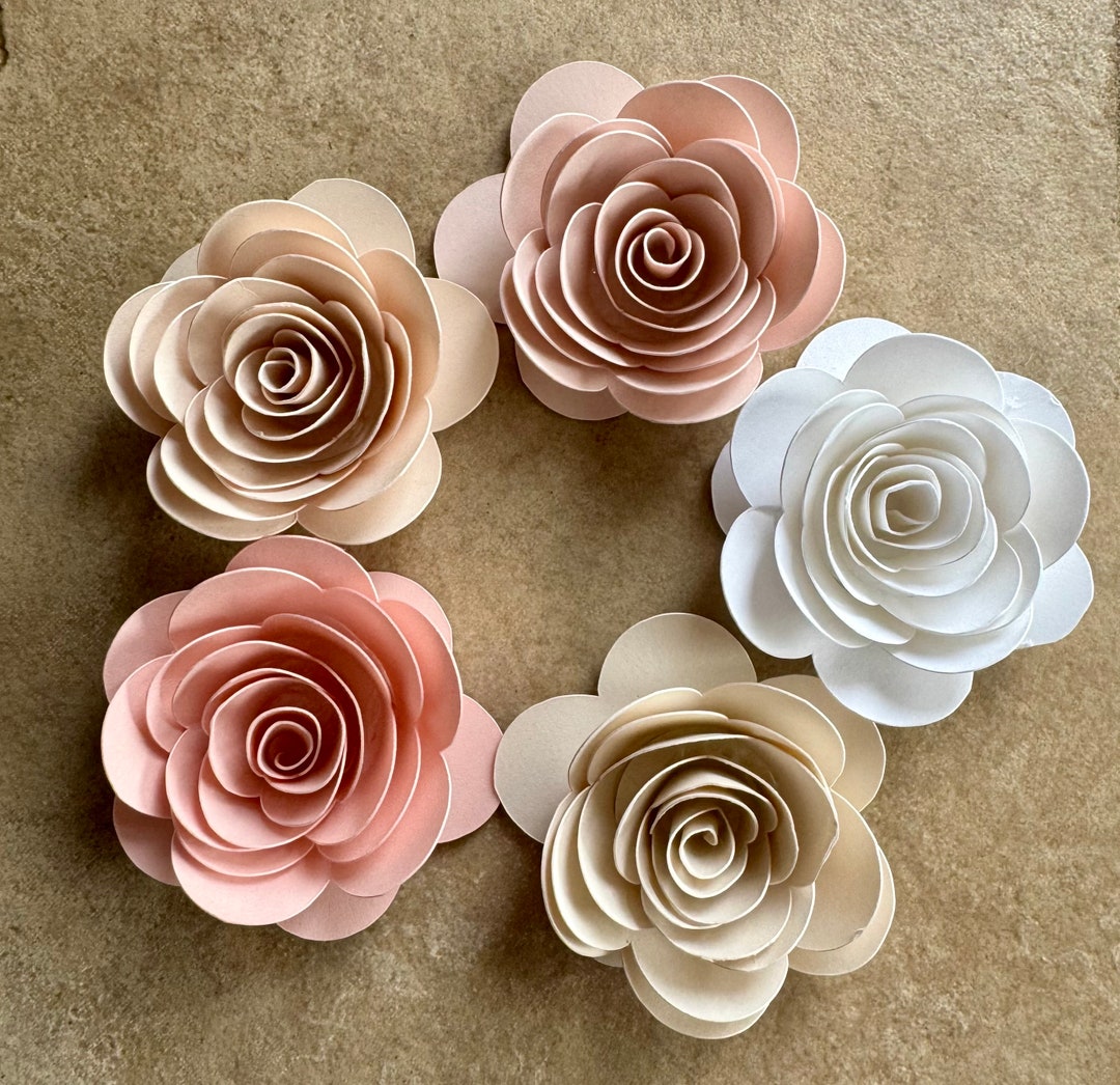 Rolled Paper Roses Pink 1.5 Inch Pink Neutral Mix Rolled Paper Roses see Drop Down Box - Etsy