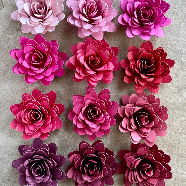 12pk Valentine Starburst Rolled Paper Flowers 1” inch
