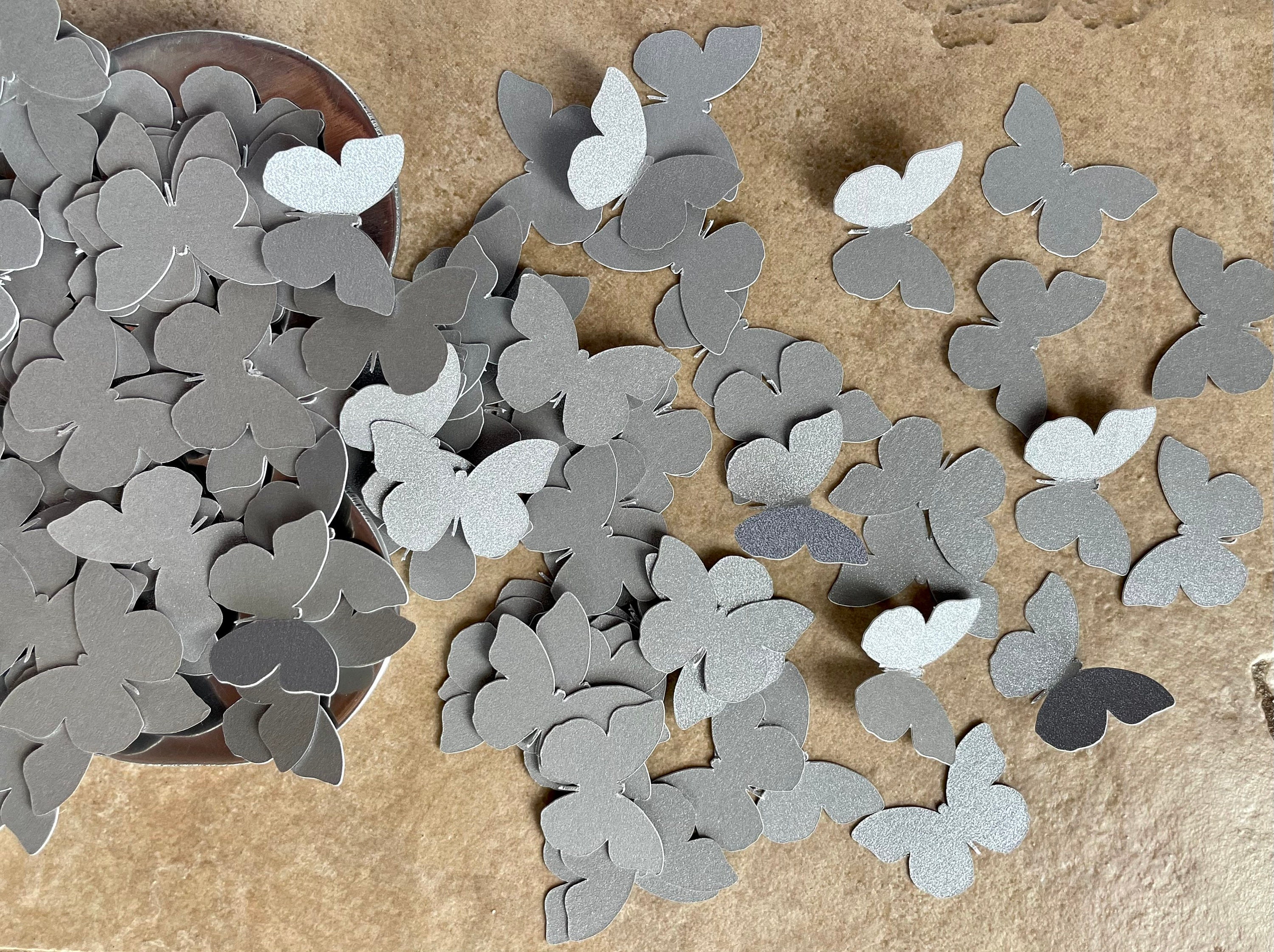 Silver Gray Shimmer Butterfly Confetti 200 pieces