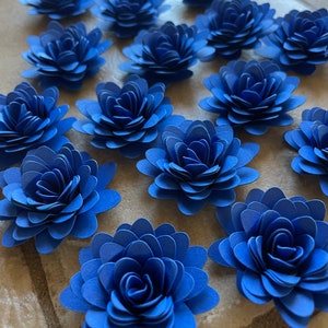 15pk Royal Blue Starburst Rolled Paper Flowers 1” inch