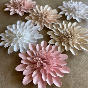 6pk 3D Pink Neutral Paper Flower 2.5” inch