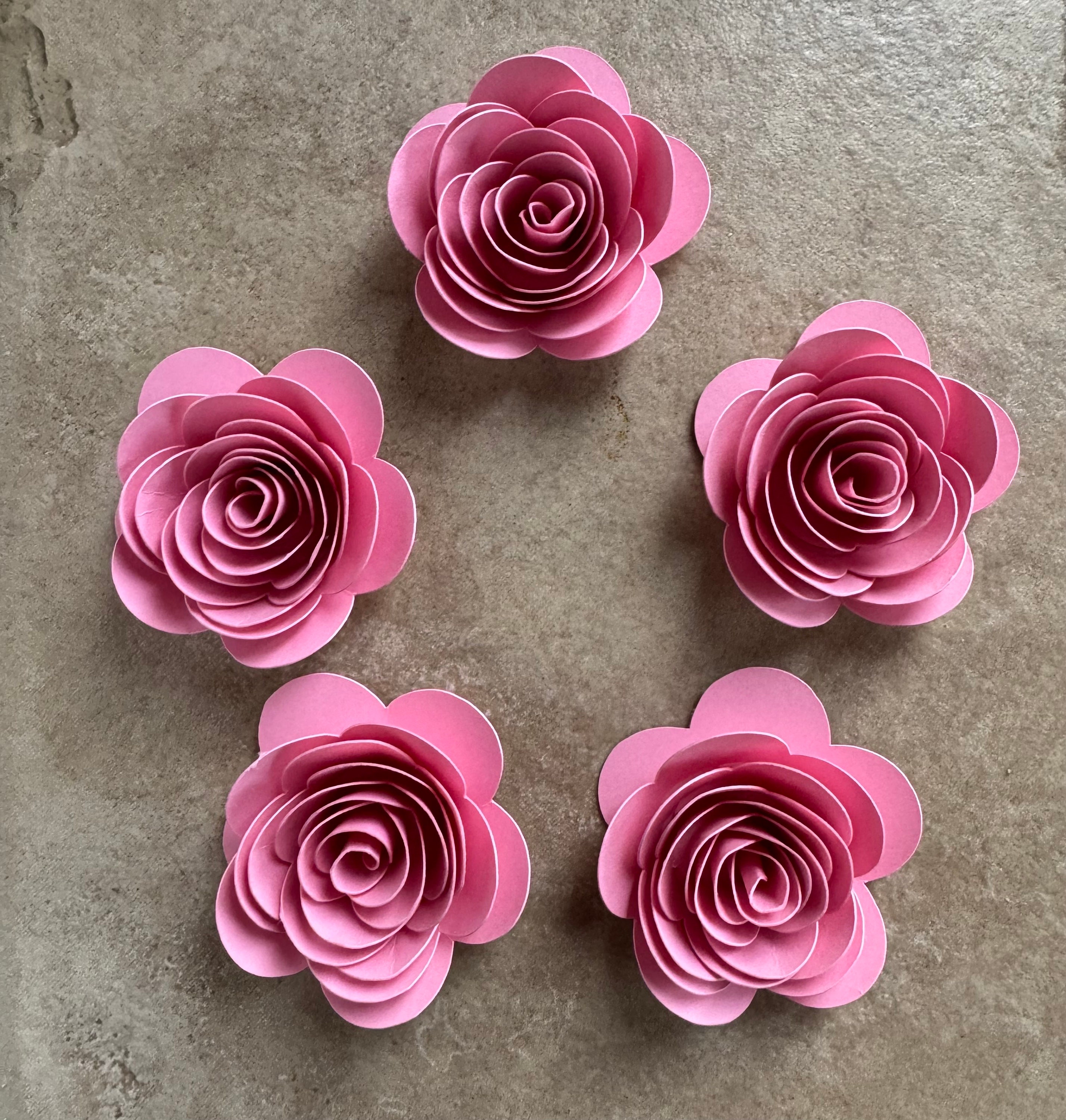 Rolled Paper Roses Pink 1.5