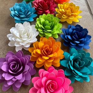 12pk Rainbow Starburst Rolled Paper Flowers 1” inch