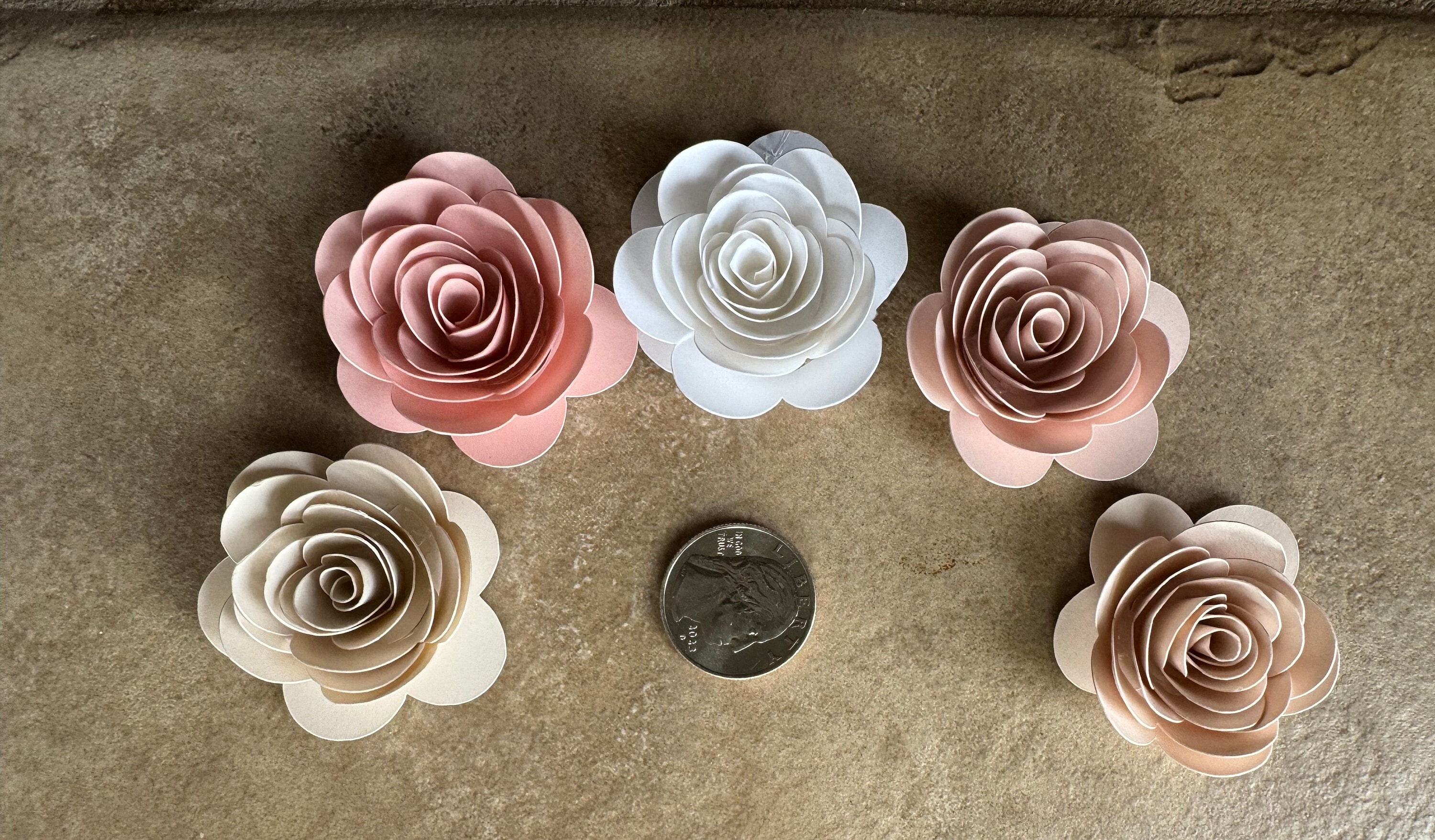 Rolled Paper Roses Pink 1.5