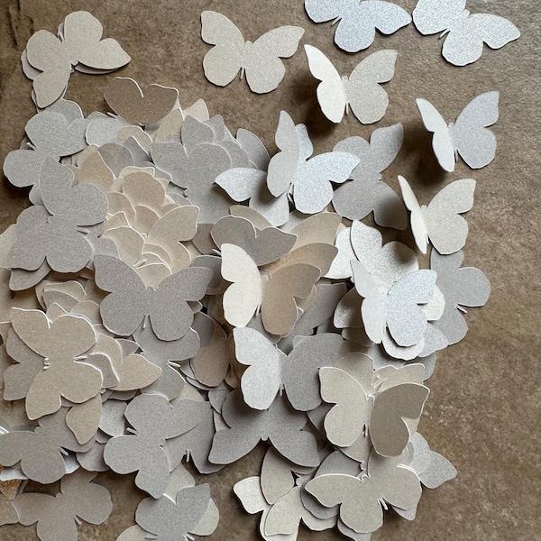 Champagne/Silver Shimmer Butterfly Confetti 200 pieces