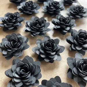15pk Black Starburst Rolled Paper Flowers 1” inch
