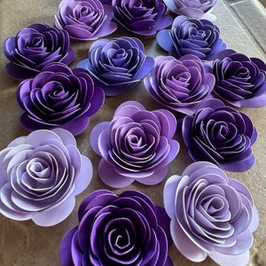 15pk Purple Rolled Paper Roses 1” inch