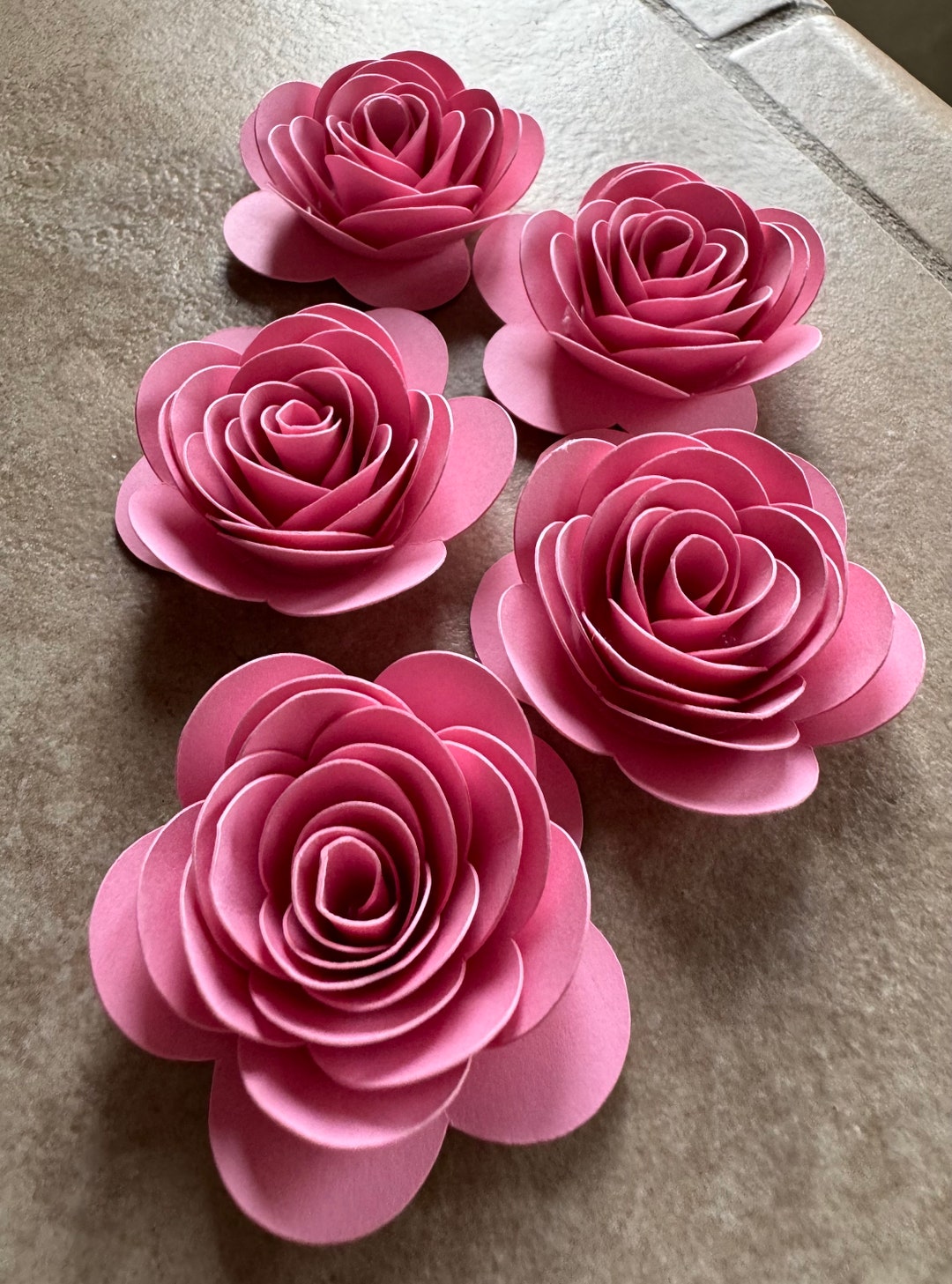 Rolled Paper Roses Pink 1.5