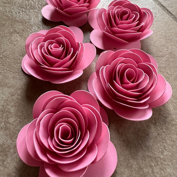 1.5" inch Bubblegum Pink Rolled Paper Roses