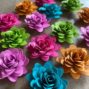 15pk Brights Starburst Rolled Paper Flowers 1” inch
